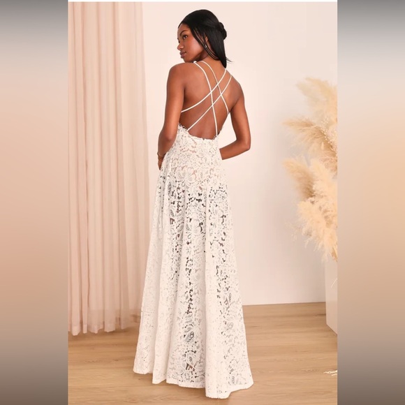 White Lace Maxi Dress Lulus Love of Details Wedding Dress - Picture 2 of 11